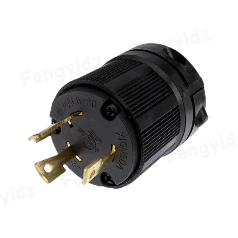 Plug Adapter Power Cord Plug Black American 30A 250V NEMA L6-30P L6-30R US 3-hole anti-off industry power plug socket inline wire connector