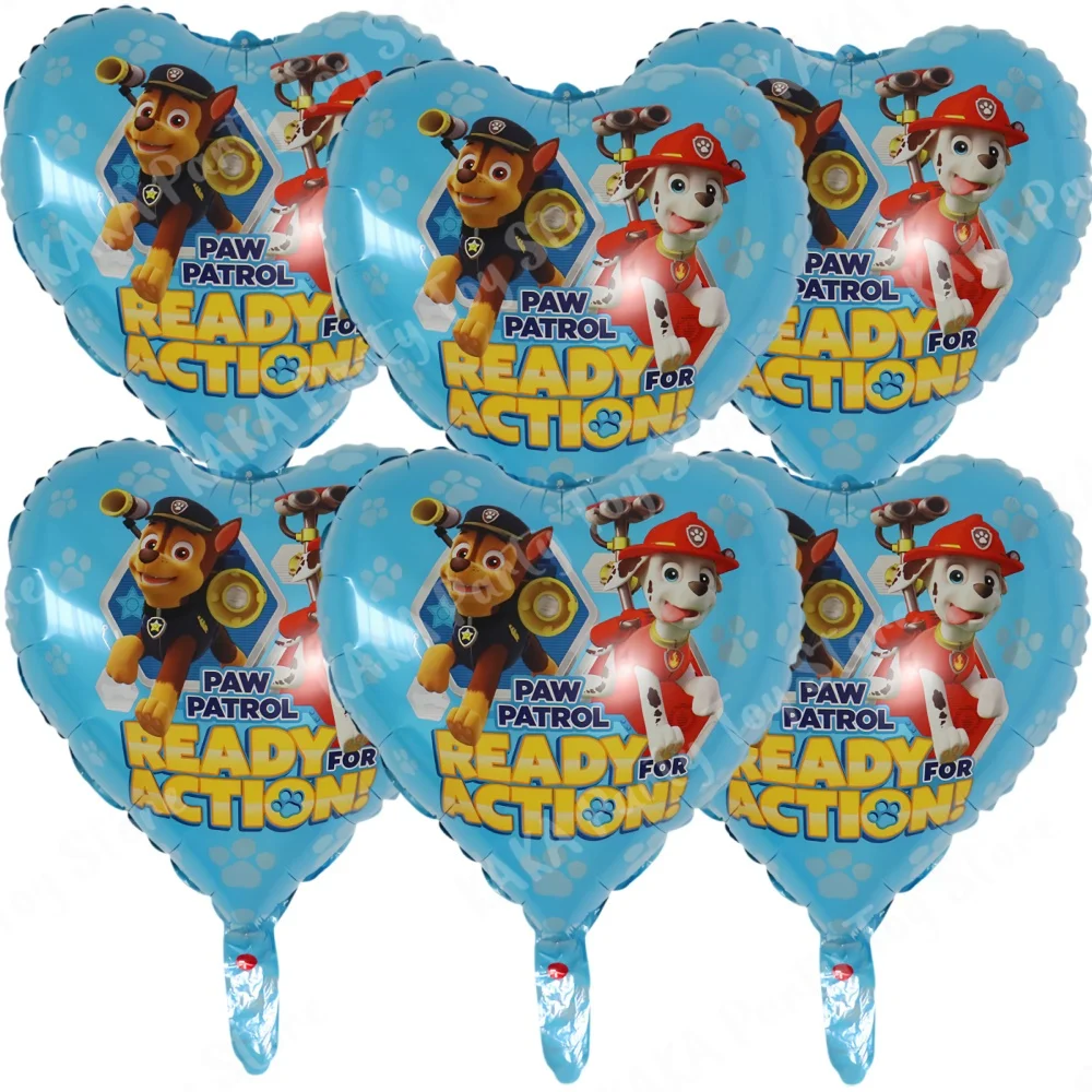 Juego de 6 globos de aluminio con diseño de la Patrulla Canina para decoración de cumpleaños, diseño de perro Chase, Marshall y Skye, suministros para fiestas infantiles, juguetes de regalo