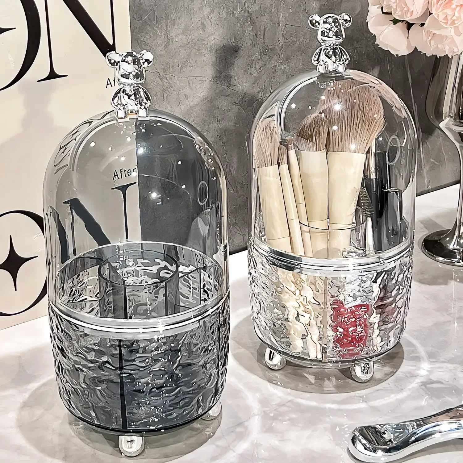 

Lipstick Makeup Eye Desktop Countertop Pen Vanity Brushes Shelf Organizer Makeup 360 for Rotating Holder Brush Shadow Dustproof