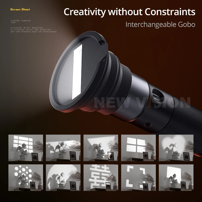 SIDANDE 10W Flashlight Four Color Projection Light Built-in 8400mAh Rechargeable Battery For 4 hours Full-power output come with 5