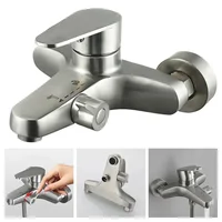 Bathroom Shower Faucet Wall Mounted Stainless Steel Mixer Tap Hot And Cold Water Mixer Triple Shower Tap Bathroom Bathtub Faucet 2