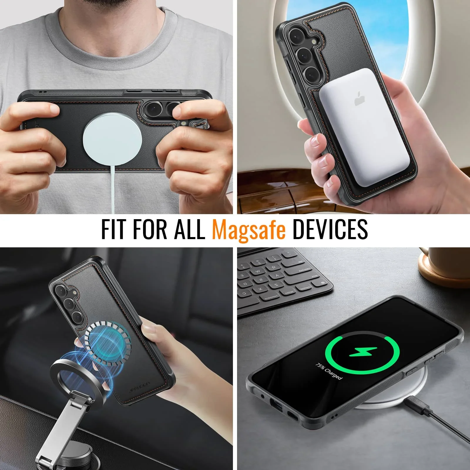 Magnetic 2-in-1 Detachable Wallet Case with Card Holder and Kickstand