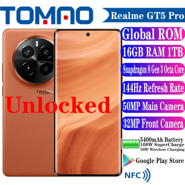 New Realme GT5 GT 5 Pro Mobile Phone 50W wireless charging Snapdragon 8 Gen  3 Octa Core 6.78 50MP Main Camera 5400mAh 100W NFC - AliExpress