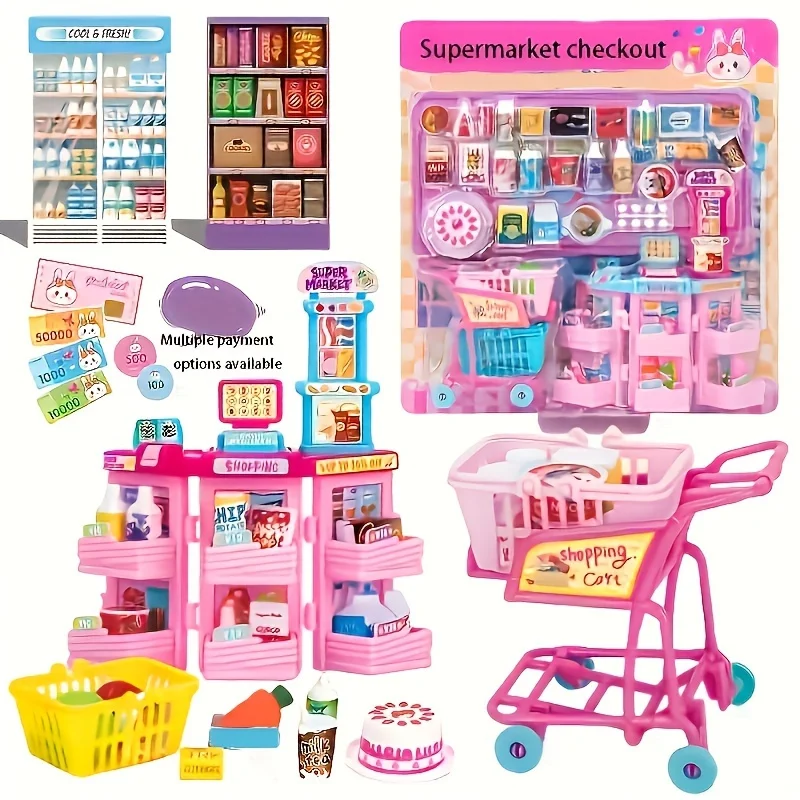 Mini Cashier Toy Cash Register Playset Pretend Play Vending Machine Pet Care House Water Dispenser Gift for Toddler