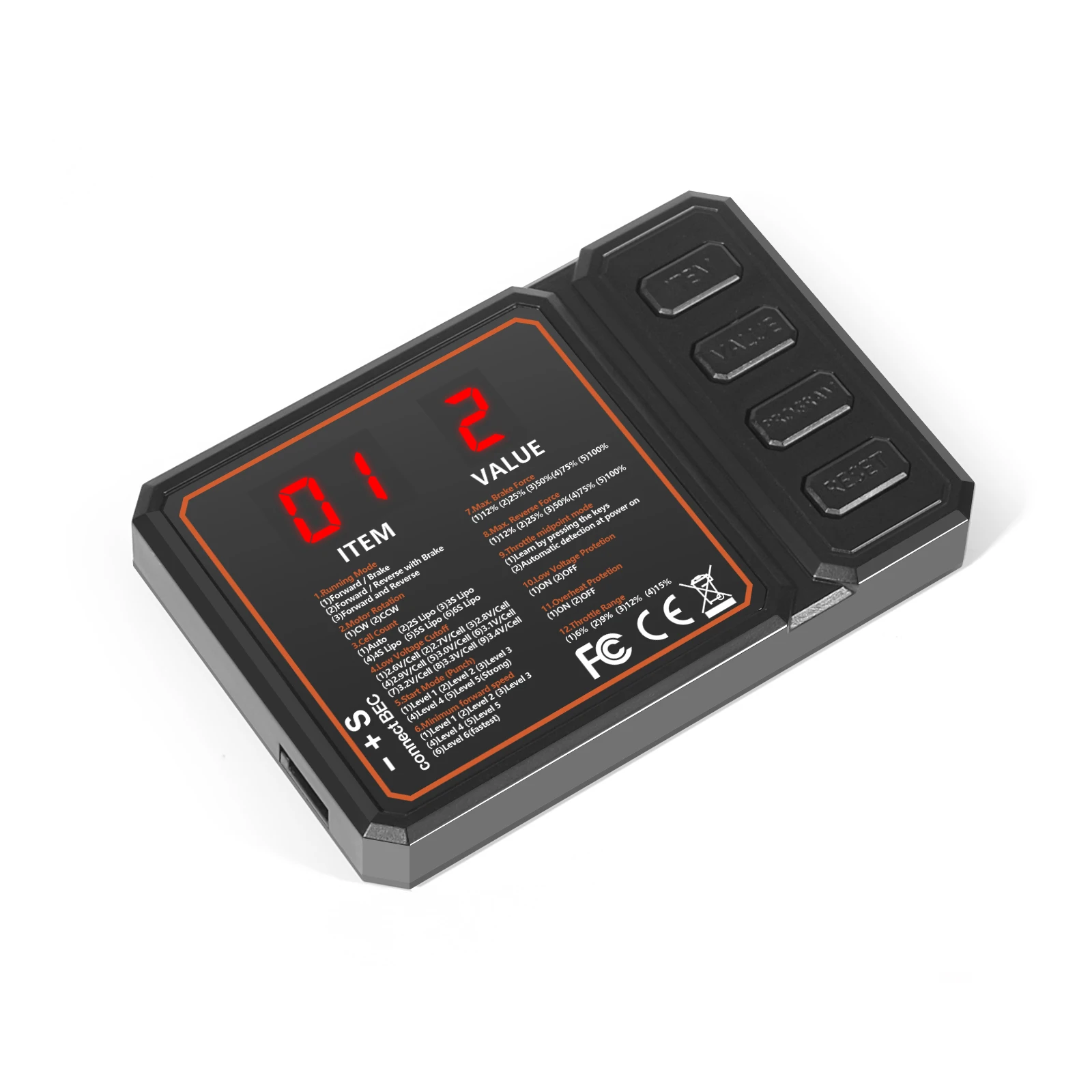 Carte programmation ESC étanche 25A-120A pour moteur sans balais RC