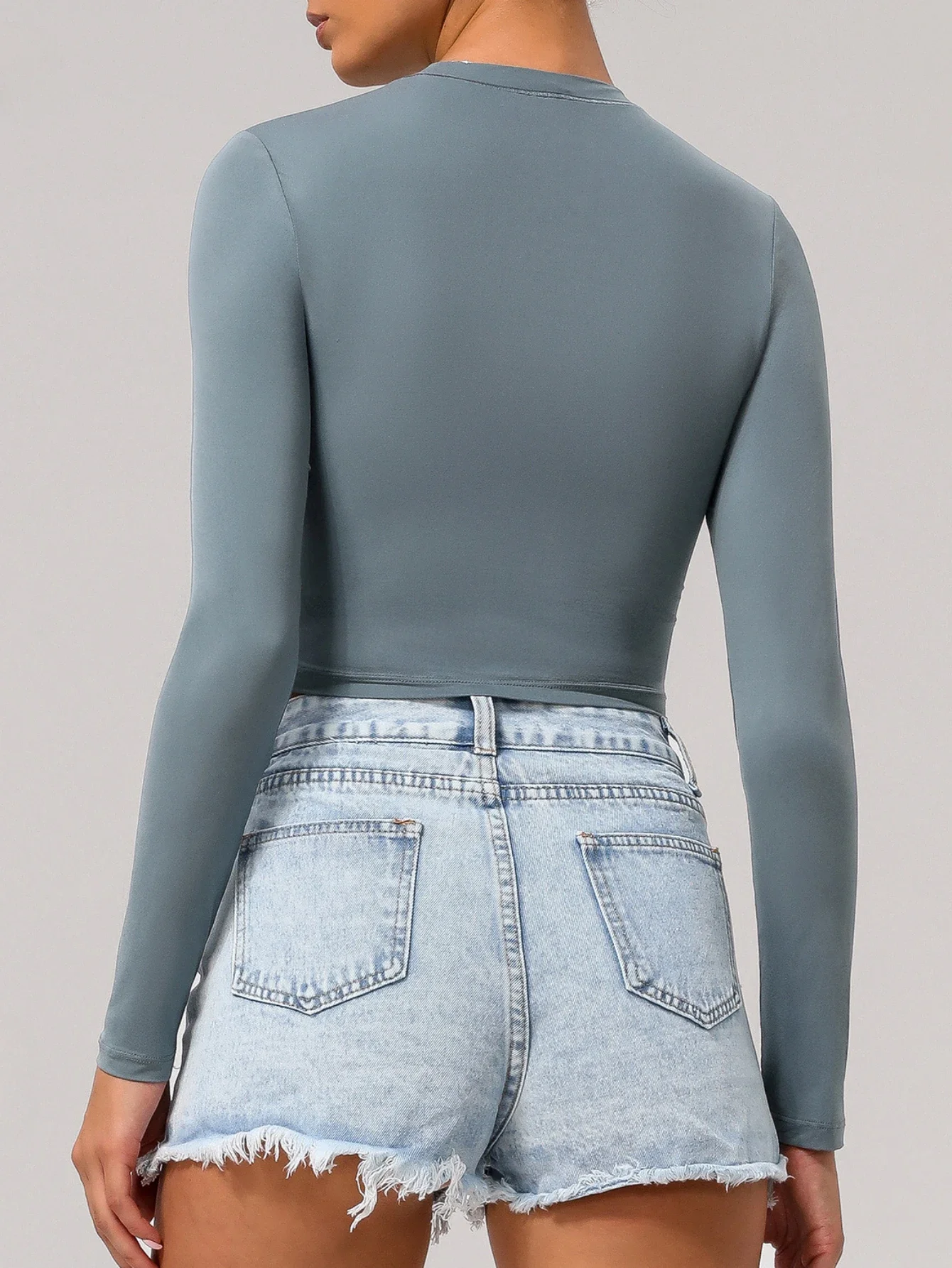Slim Fit Sports T-shirt Women Yoga Top Quick Drying Long Sleeved Crop Top New Solid Color Runing Fitness Leisure Wear