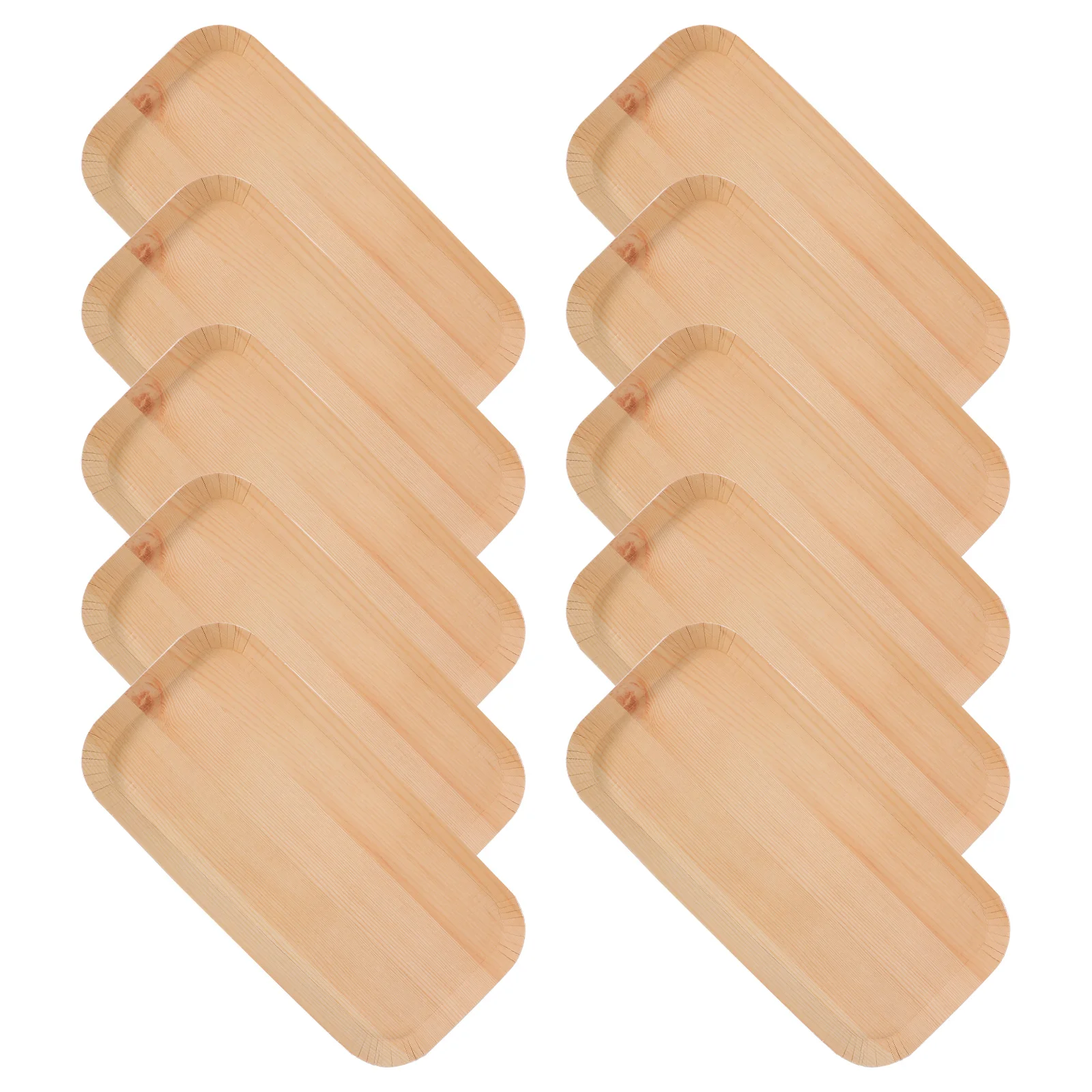 10 Pcs Palm Leaf Snack Wood Grain Paper Plate Plates Food Tray Sashimi Sushi Serving Snacks Treat Container