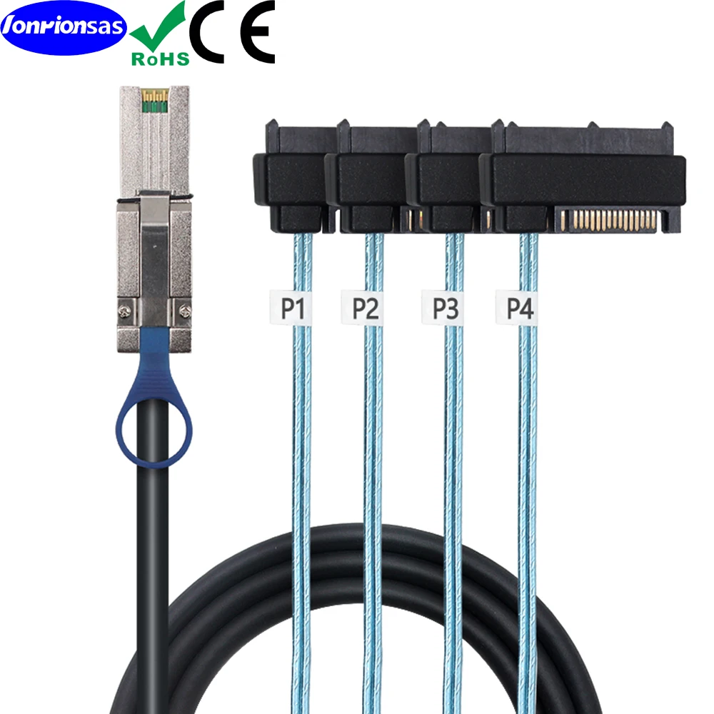 Mini SAS HD SFF-8088 to 4X SAS SFF-8482 с 15P SATA male 2 в 1 кабель сервера данных-1