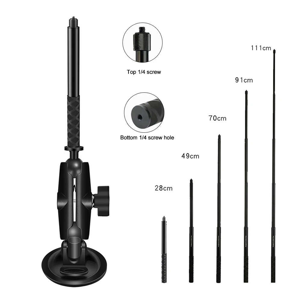 Carro Ballhead Ventosas Suporte e Vara de Selfie Invisível Acessórios da Câmera Gopro Max Hero 11 10 Insta360 x3 One r x2 - Image 4