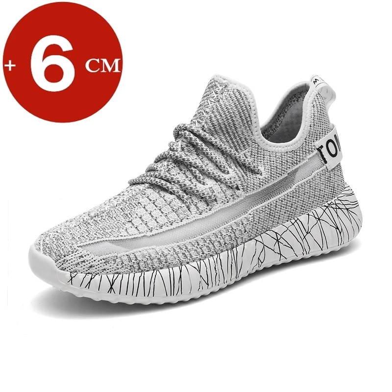 

new Lift Sneakers casual Man Sports Elevator Shoes High Increase Insole 6CM Fashion Summer Mesh Lace up Men Leisure High Heels