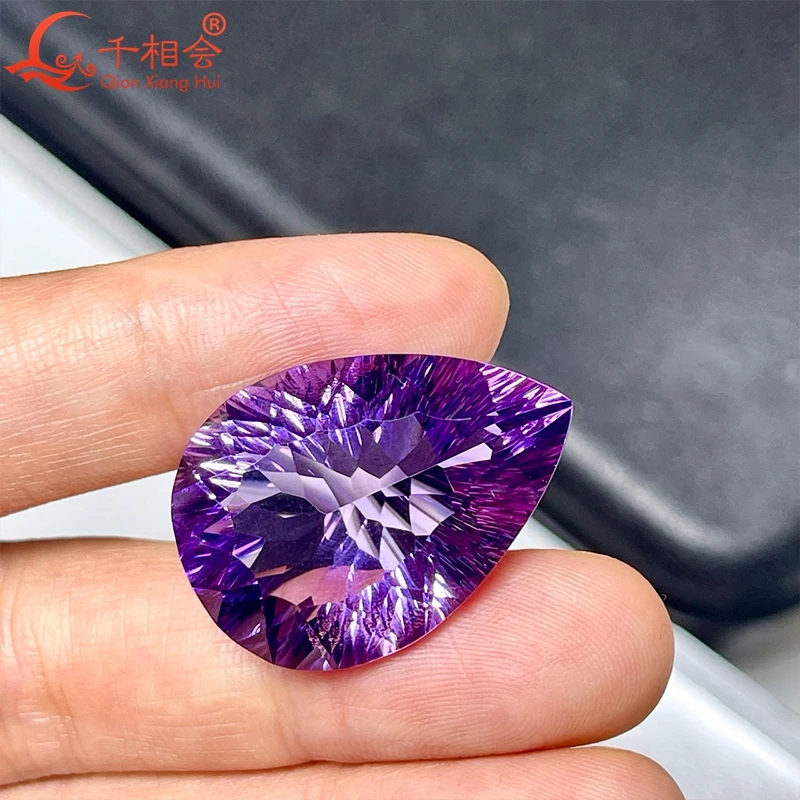 19.8ct pear shape millennium cutting beautiful Natural Amethyst gemstone loose stone for jewelry making with GRC certificated