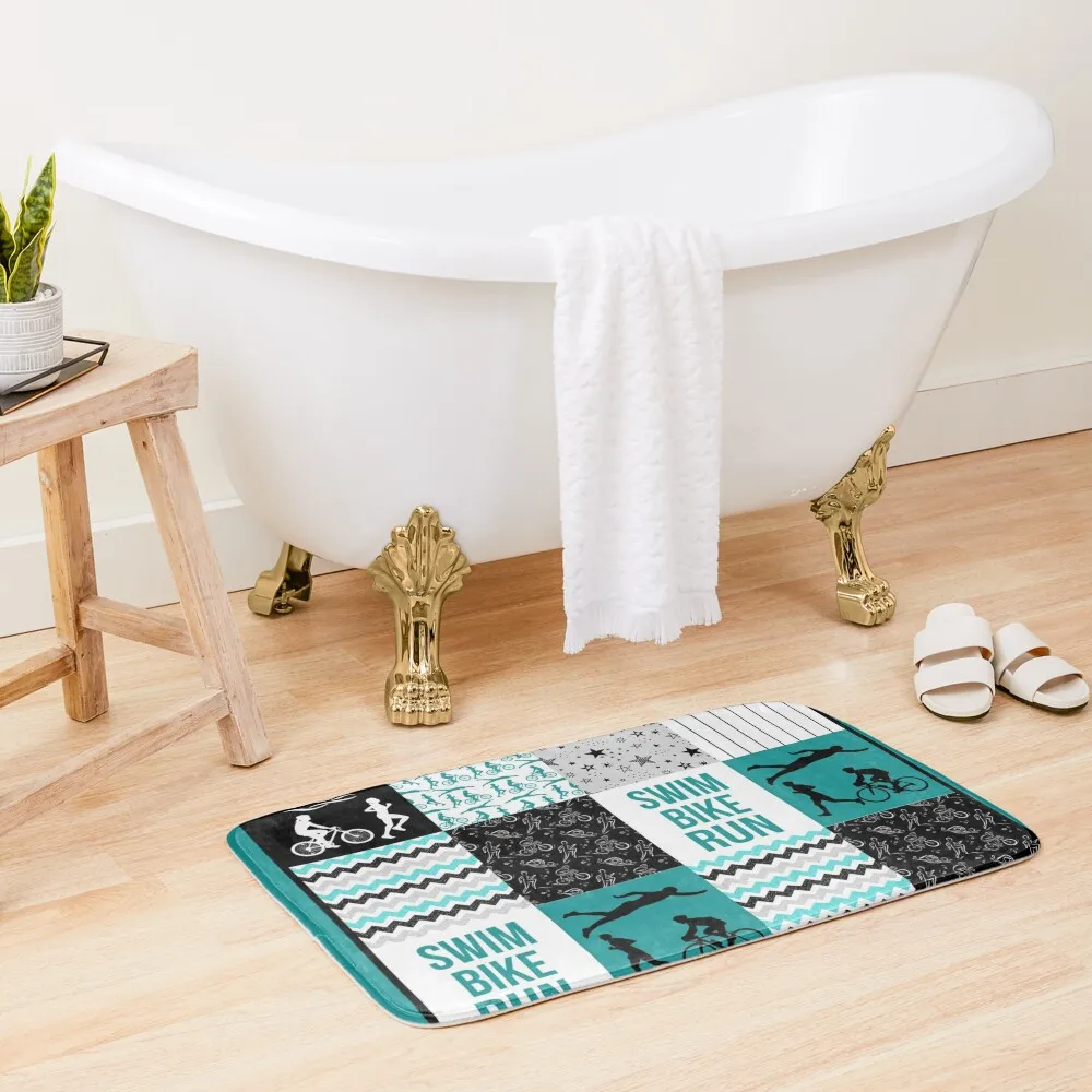 

Triathlon Shape Pattern Purple Gift for Triathlon Lovers Bath Mat Quick-Drying Bathroom Bathroom Supplies Home Entrances Mat