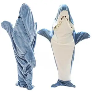 Пижама в виде мультяшного акулы, спальный мешок, офисное одеяло в виде акулы, каракаль, высококачественная ткань, шаль-русалка, одеяло для детей и взрослых