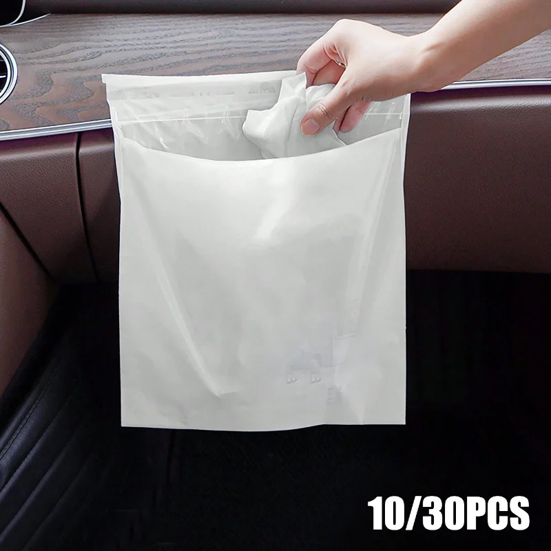 10/30PCS Easy Stick-On Disposable Car Trash Bag, Leakproof Vomit Bag, Beautiful Kitchen Stora Car Trash Bag Accesories