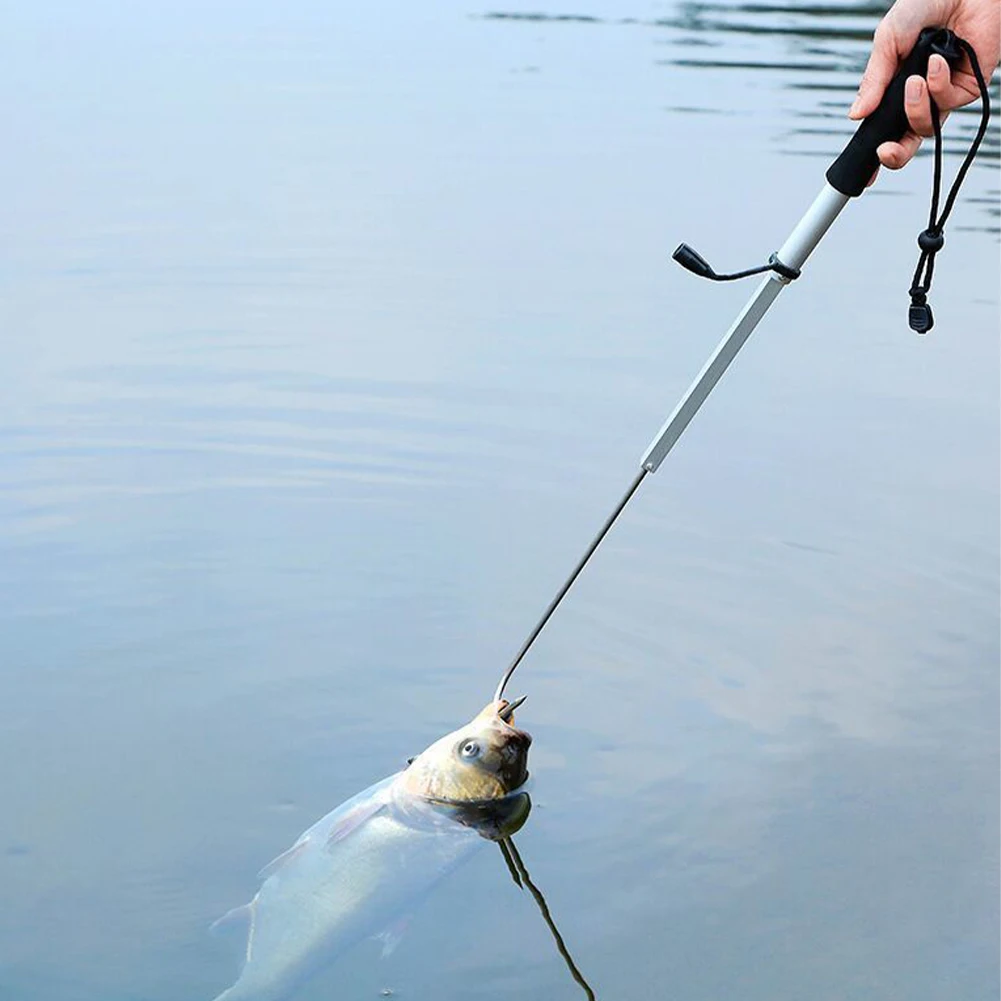 Anzuelo de pesca telescópico de acero inoxidable, caña de aleación de aluminio para barco de hielo de agua salada, 60cm/90cm/120cm