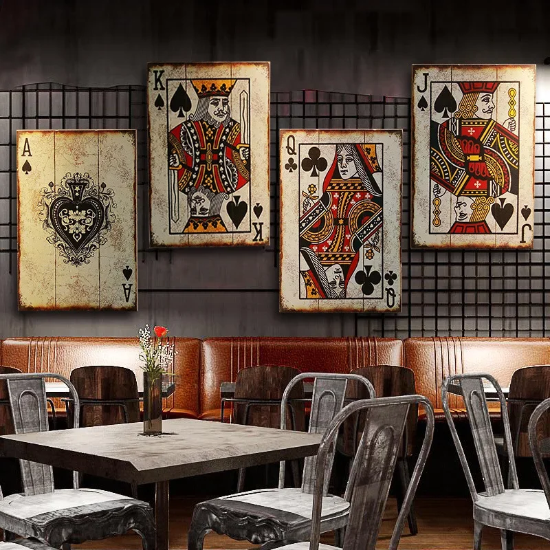 American Retro Industrial Poker Wall Art, Creative Bar Wall D&eacute;cor, Caf&eacute; Art, Game Room Decoration, Vintage Piece