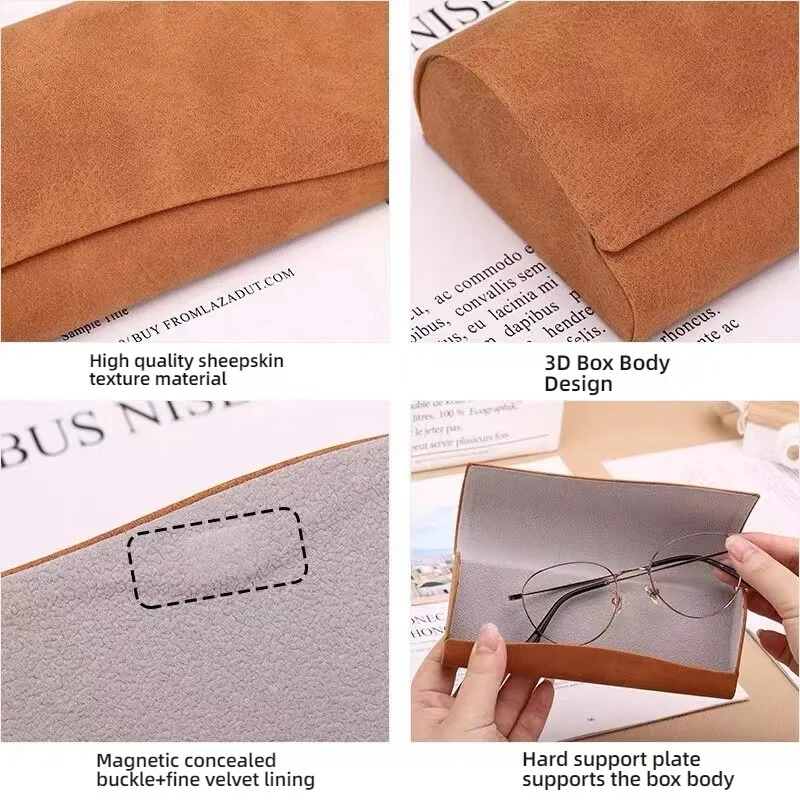 PU Leather Glasses Bag Protective Sunglasses Cover Case Box Reading Eyeglasses Pouch Eyewear Protector Case Accessories 1Pc