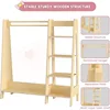 Kids Dress Up Storage with Mirror, Kids Closet with 5 Hanger and Stickers, Opening Hanging Costume Closet Wardrobe for Kids 4