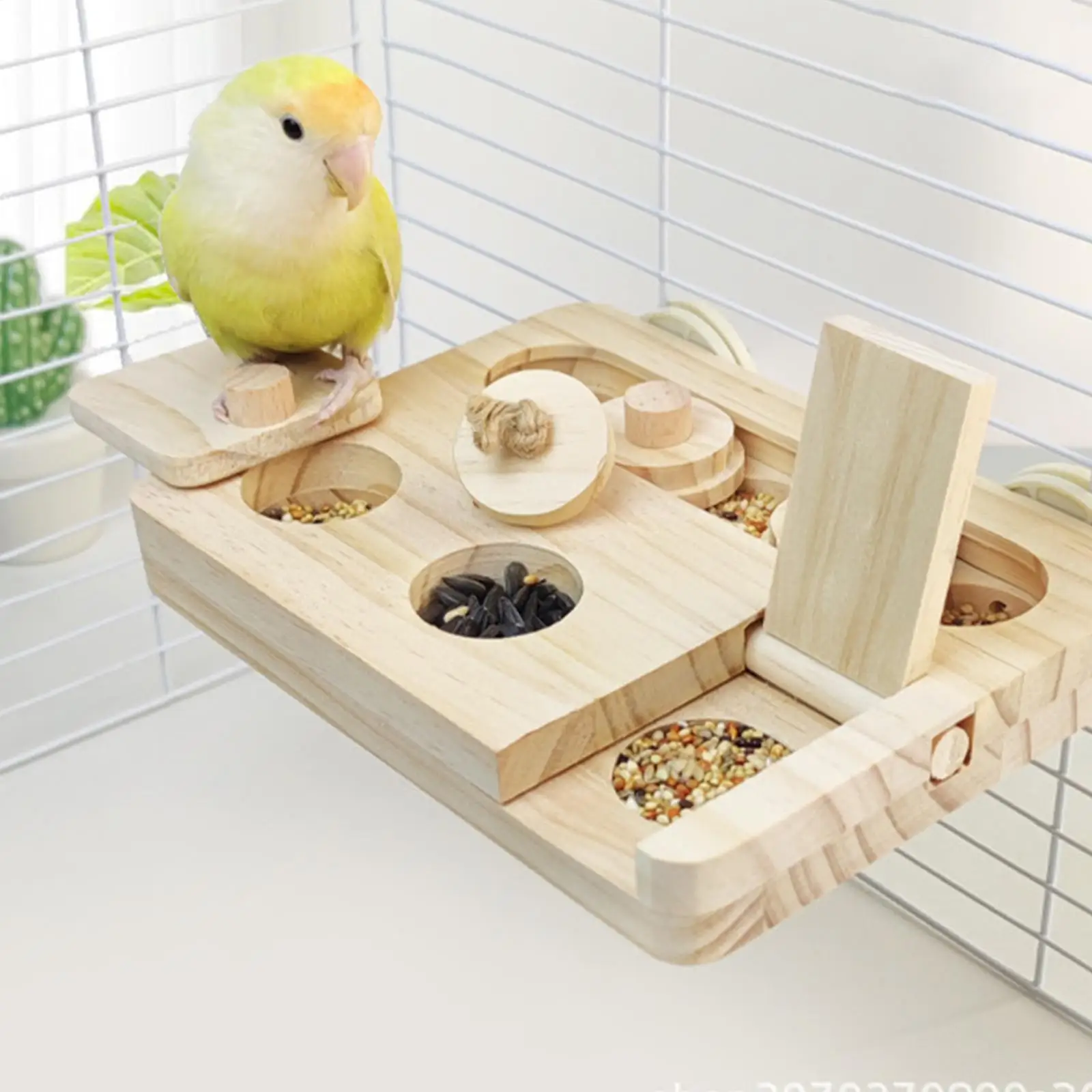Wooden Bird Foraging Puzzle Toy Parrot Enrichment Toy for Small Animals Rabbits Guinea Pigs Hamster Food Training