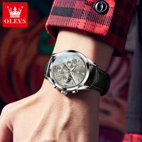 OLEVS 3609 montre pour hommes mode calendrier étanche lumineux mâle horloge à main chronographe Phase de lune Quartz homme d'affaires montres 3