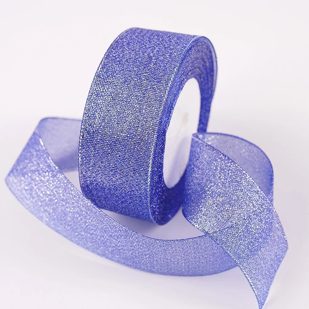 Glitter Organza Ribbon Bow for Decorations and Gift Wrapping, 40mm x 22m