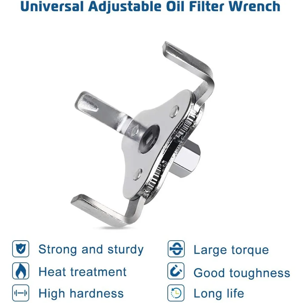 Spurtar Llave de filtro de aceite universal de 3 mandíbulas, herramienta de  extracción de filtro de aceite ajustable, llave de filtro de aceite de 2