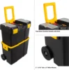 Portable Tool Box with Wheels - Stackable 2-in-1 Tool Chest with Fold-Down Comfort Handles, Tough Latches 4