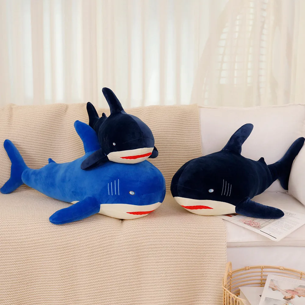 

60/80/100cm Cute Shark Plush Throw Pillow Kawaii Stuffed Animals Fish Plushies Cushion Doll Anime Soft Kids Toys for Girls Boys