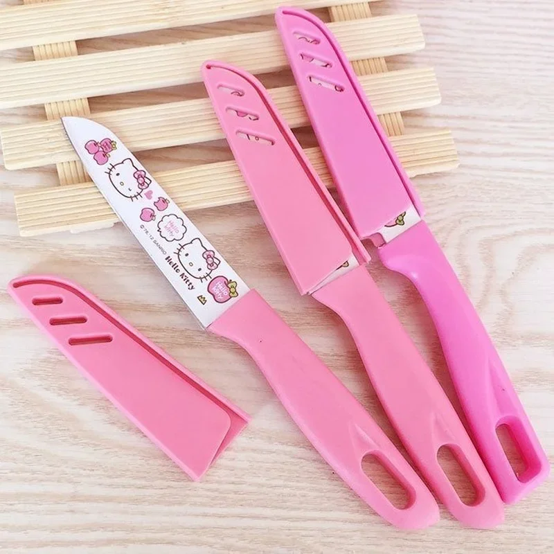 Hello Kitty Fruit Knife Paring Knife Cute Cartoon Kid Girl Women Stainless Steel Kawaii Fruit Slicing Kitchen Accessories