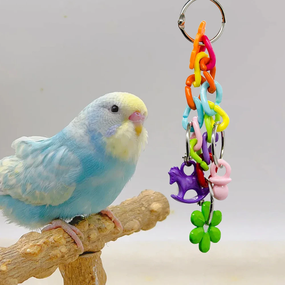 1pc Random Color Hanging Bird Chew Toy Interactive Chew-Resistant Funny Scratcher Bites Swing Toy for Bird Parrot Cage Accessory
