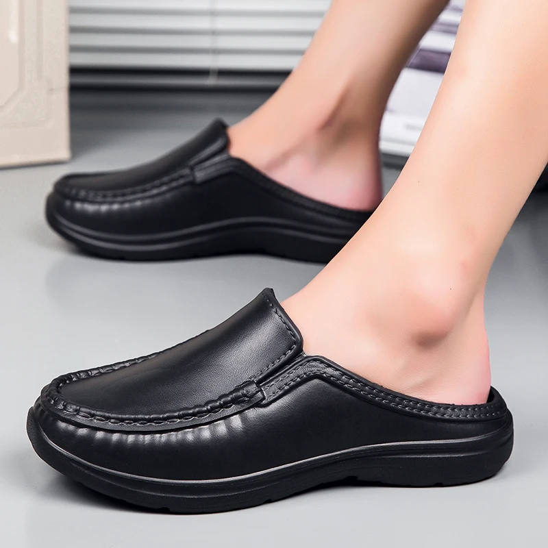 Chef Shoes Four Seasons plus Size Men's Anti slip and Oil Resistant Chef Work Shoes Fashion Casual Business driving Leather Shoe