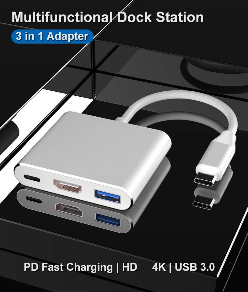 Type-C HUB 4K to HDMI-Compatible Adapter For Nintendo Switch 1080P HD Video Converter 3.0 PD Charging Adapter For MacBook Pro 4
