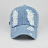 Distressed Ripped Denim Baseball Cap for Men Women's Caps Cotton Jeans Blue Summer Hats for Women 3