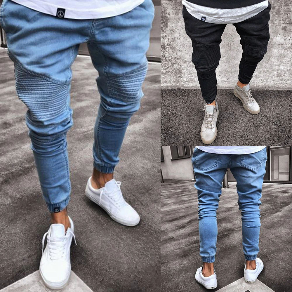 

FSSMER Men's Fashion Jeans Ankle-tied Pants Slim Fit Jeans Stretch Skinny Jeans