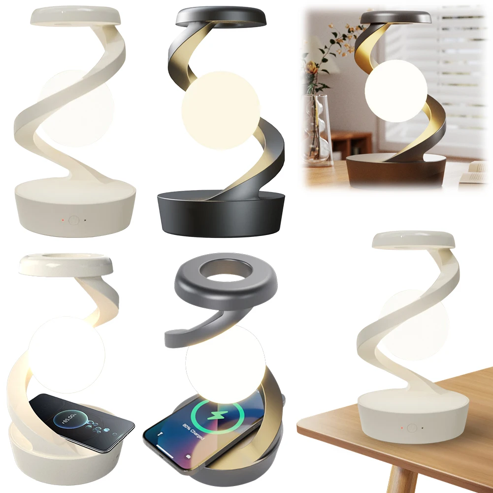 Floating LED Night Light with Wireless Phone Charger Creative Table 3D LED Lamp Floating Moon Table Lamp Unique Room Decor Gifts 5
