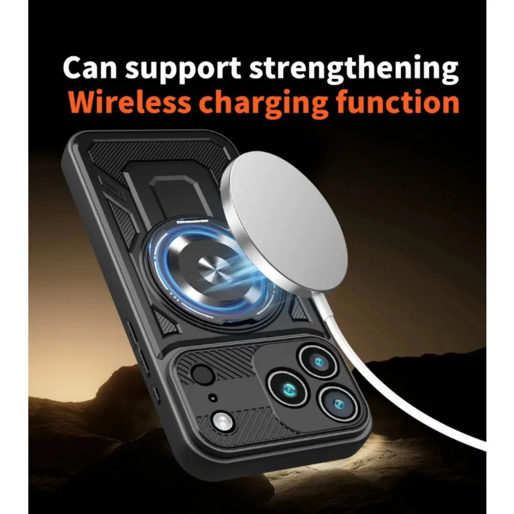 Rugged 2-in-1 360° Rotating Metal Ring Phone Case with Magnetic Anti-Drop Protection