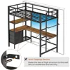 Twin Loft Bed with L-Shaped Desk, LED Lights, 3 Storage Shelves and 3 Fabric Drawers, Charging Station LED Loft Bed Frame 4