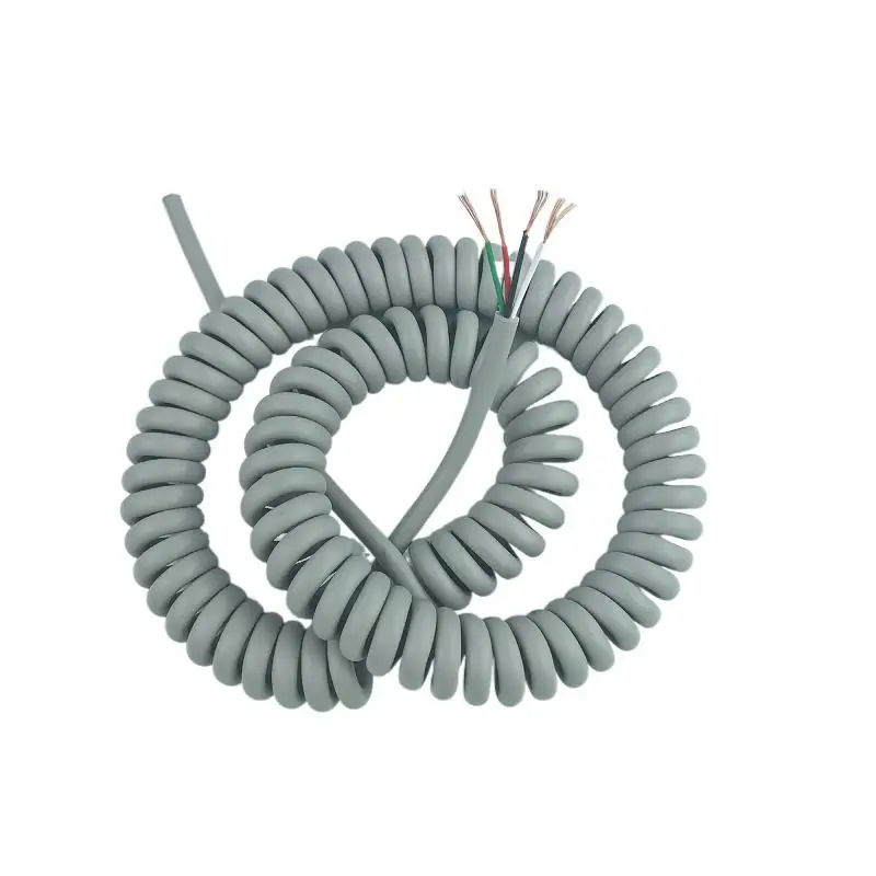 4Cores 22AWG 0.3mm2 Gray Spring Spiral Cable Telescopic Wire Stretch 1/2/3/4/5/6/7/8/20Meters Stretchable Wire Shrinkable Cable