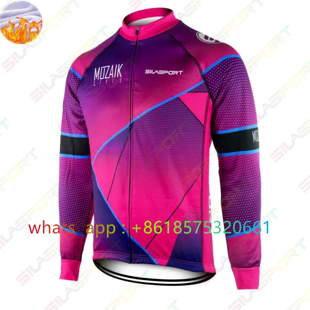 SILASPORT Winter Cycling Jacket Men Thermal Fleece Long Sleeve Race Sweatshirt MTB Cycling Clothing Ropa Ciclismo Bike Warm Coat