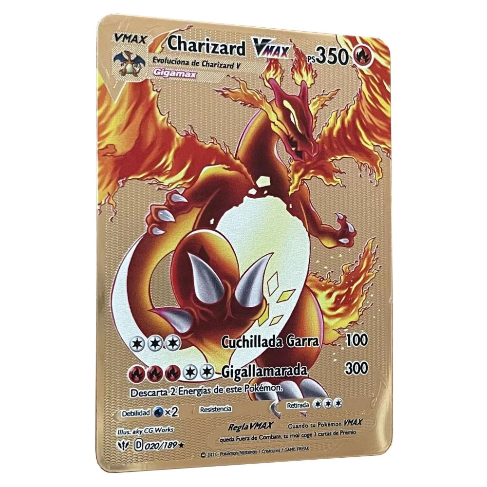 Spanish Vmax Charizard DX GX Mega Vstar Golden Pokemon Card Iron Metal  Pokmo Letters Kids Gift Game Collection Cards Rainbow| | - AliExpress