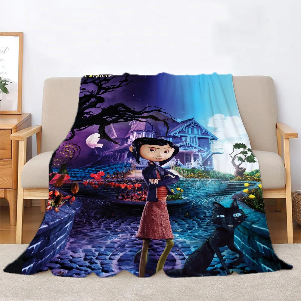 Coraline Fluffy Soft Blankets Characters Picnic Throw Blanket Bed Knitted Plaid Home Interior Microfiber Bedding Beach Towel hand knitted blanket,microfiber blanket,picnic blanket