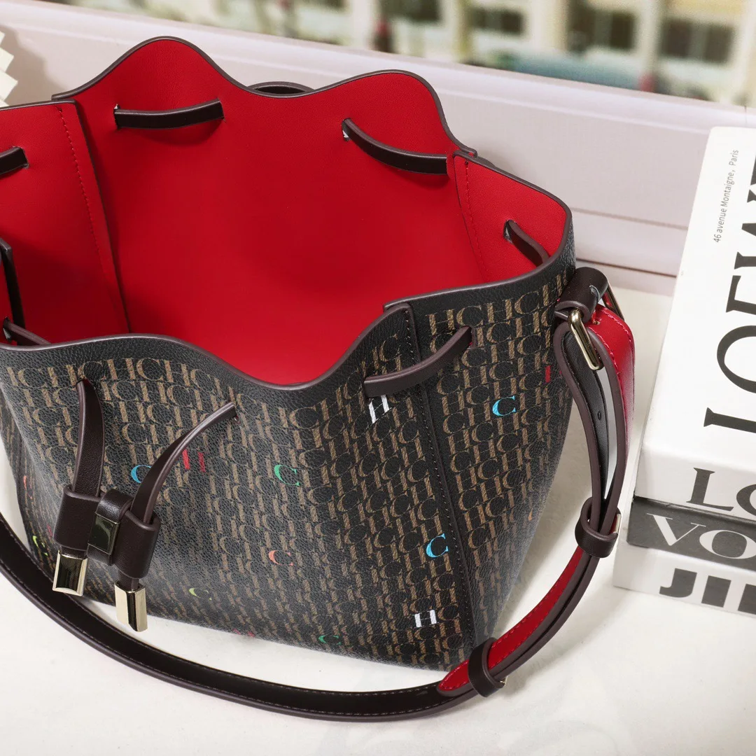 CILMI HARVILL CHHC Women's Small Bucket Bag With Retractable Opening Single Shoulder Crossbody Portable Fashionable