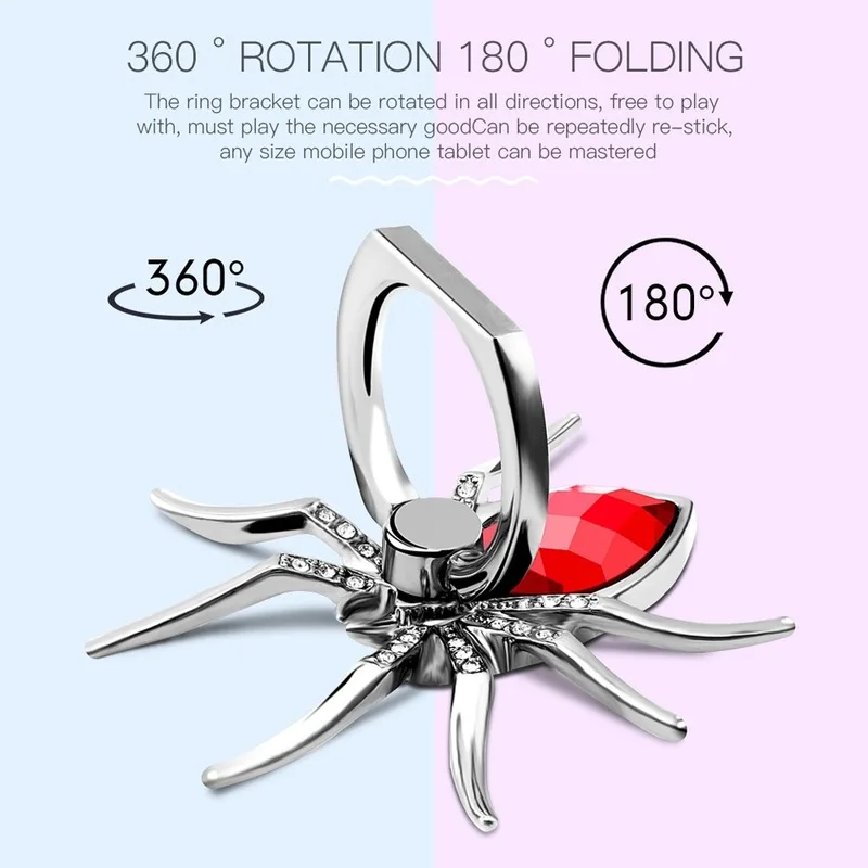 Luxury Diamond Spider Ring Phone Holder - 360° Rotating Grip and Stand