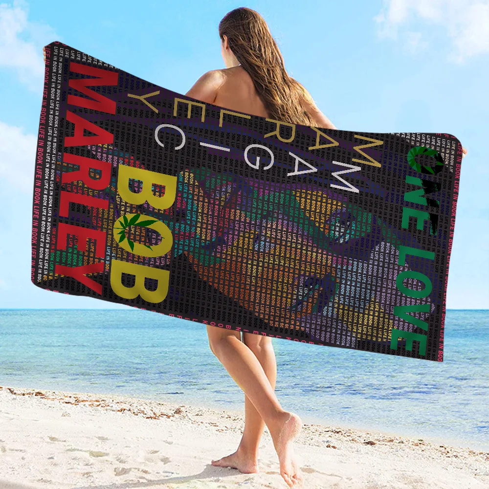 Bob Marley Reggae Music Jamaican Style Towel Microfiber Beach Towel Absorbent Quick dry Soft Yoga Swimming Resort Mountain