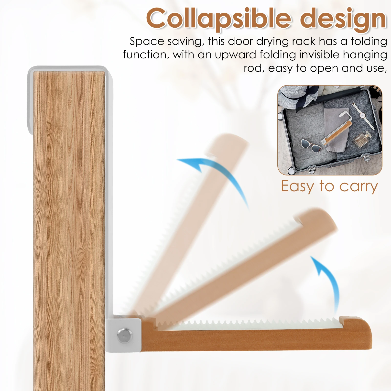 2Pc Over Door Drying Rack Foldable Clothes Hanger Portable Door Back Clothes Drying Rack Towel Coat Hook for Closet Laundry Room