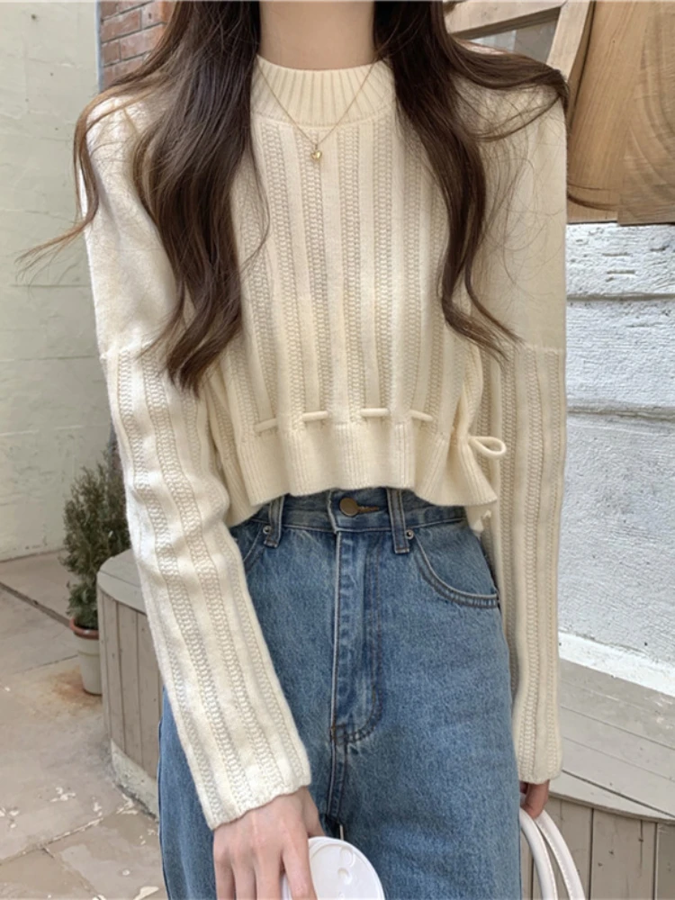 

Sweater Women Pullover Cropped Fashion Autumn Winter New Pullover Fashion Knitwear Sweaters Long Sleeve Top Y2k Clothes Jumpers