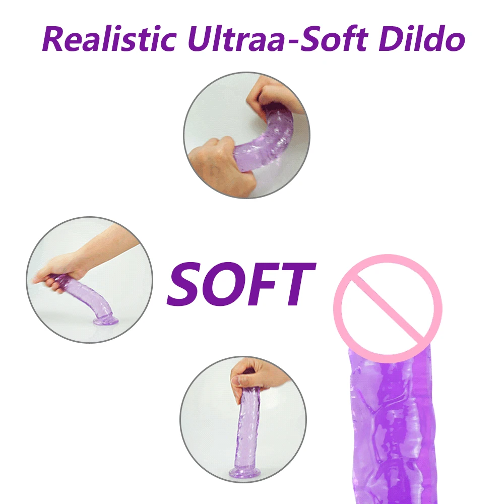 Sex Toys Mini Crystal Jelly Dildo Erotic Cock With Strong Suction Cup Sex Toys For Women Men Realistic Penis Dick Anal G-spot Simulation