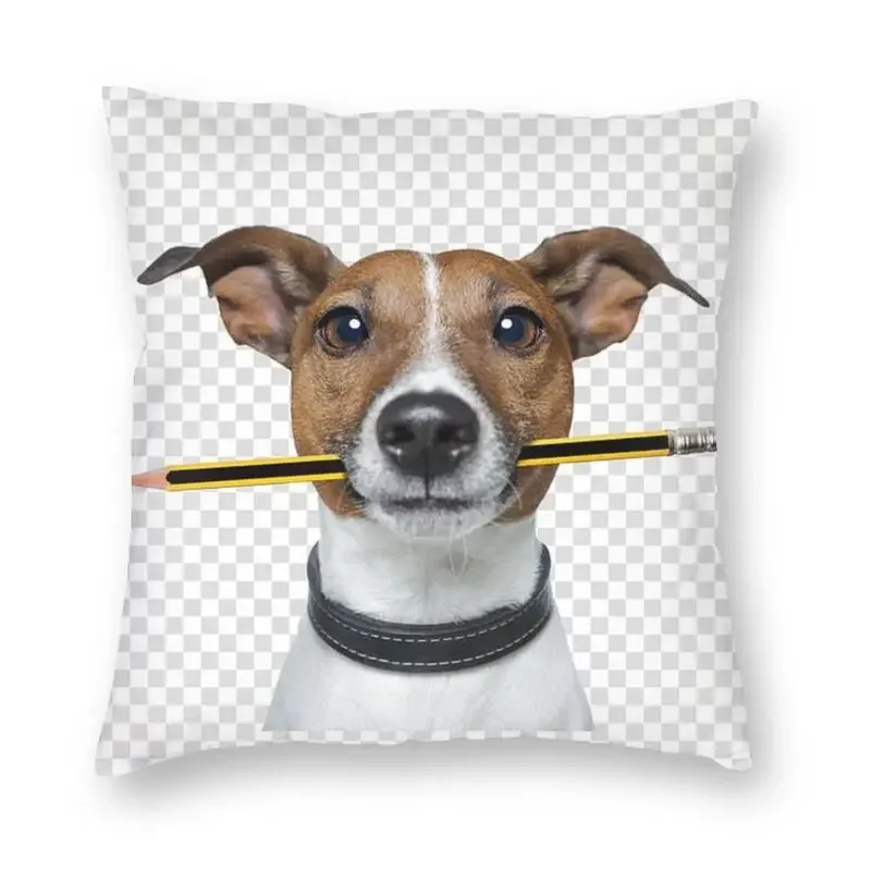 

Nordic Jack Russell Terrier Dog With Pencil Sofa Cushion Cover Polyester Animal Pillow Case Living Room Decoration