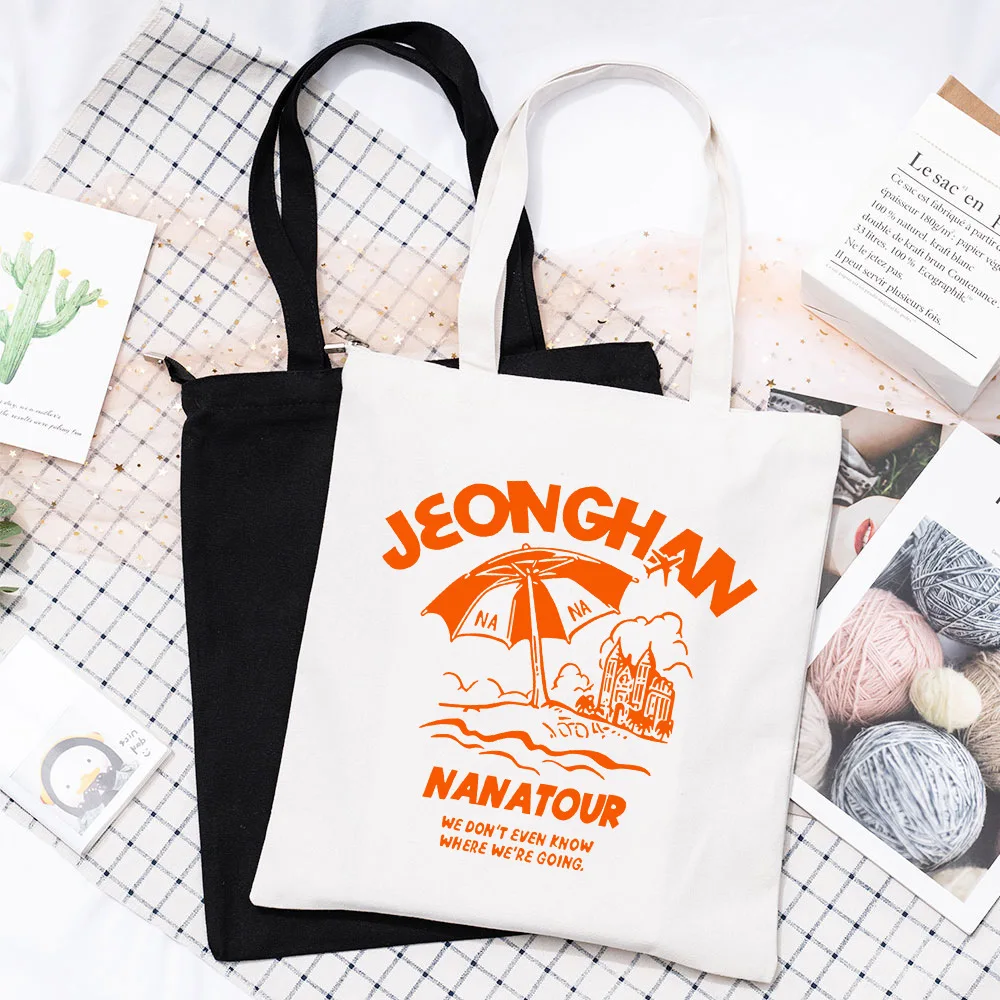 

KPOP ST Jeonghan Joshua Nanatour Fashion Canvas Bags Hoshi Woozi Wonwoo Phone Book Storage Boys Girls Travel Shopping Study Bag
