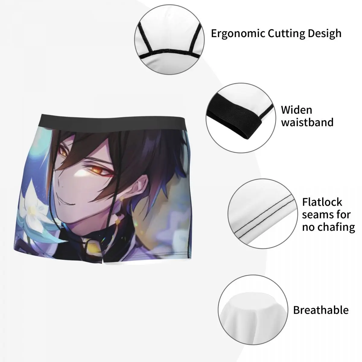 Male Cool Handsome Zhongli Underwear Genshin Impact Anime Game Boxer Briefs Soft Shorts Panties Underpants 5